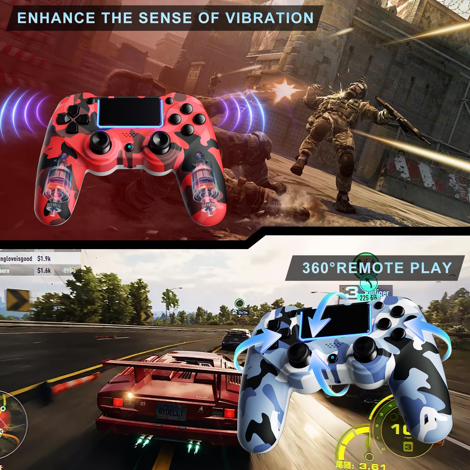 Amazon.com: KDYGPDCT 2 Pack Wireless Controller for PS4/Pro/PS3